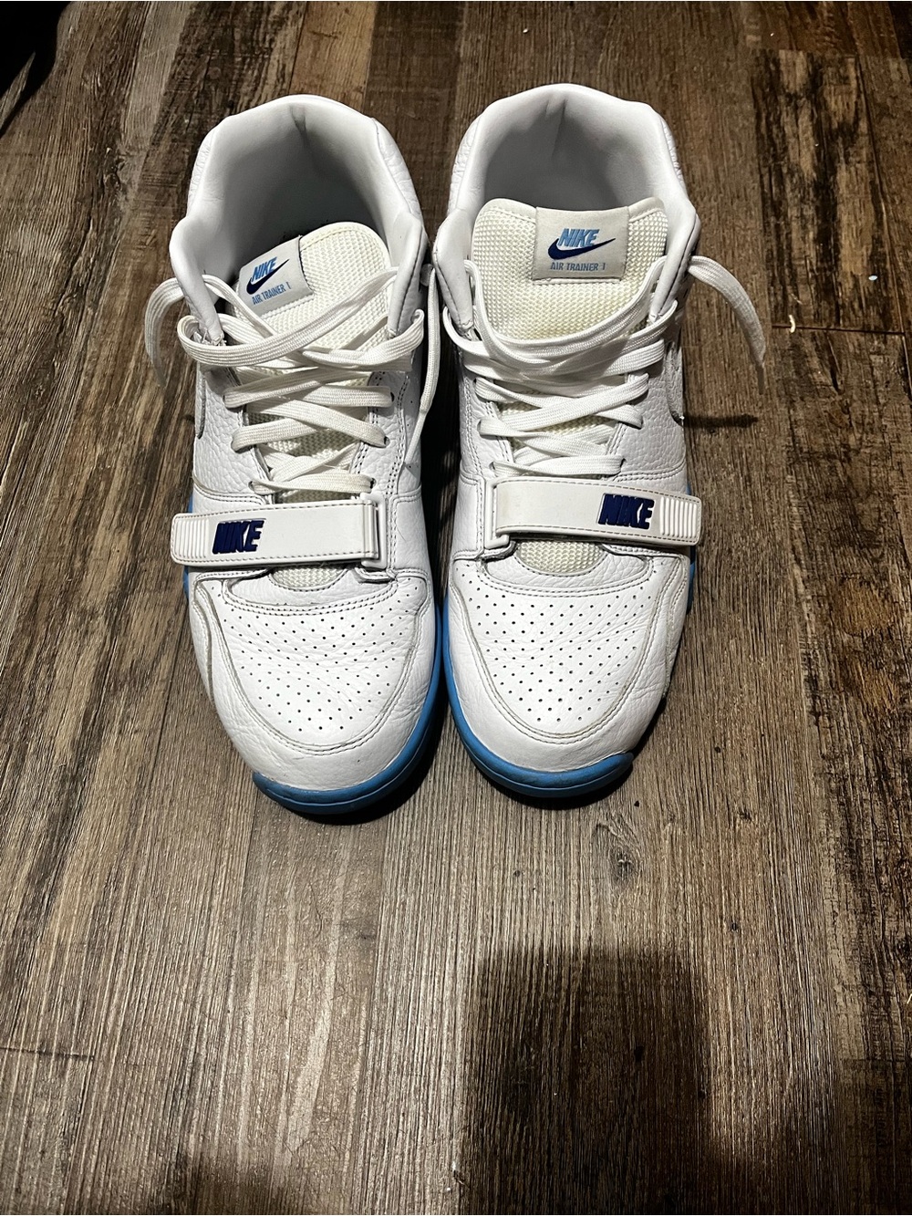 Nike White Sneakers with Light Blue Accents